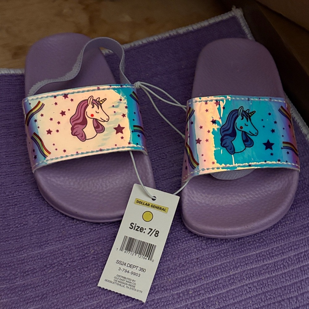 Kids Unicorn Slide Sandals - Purple